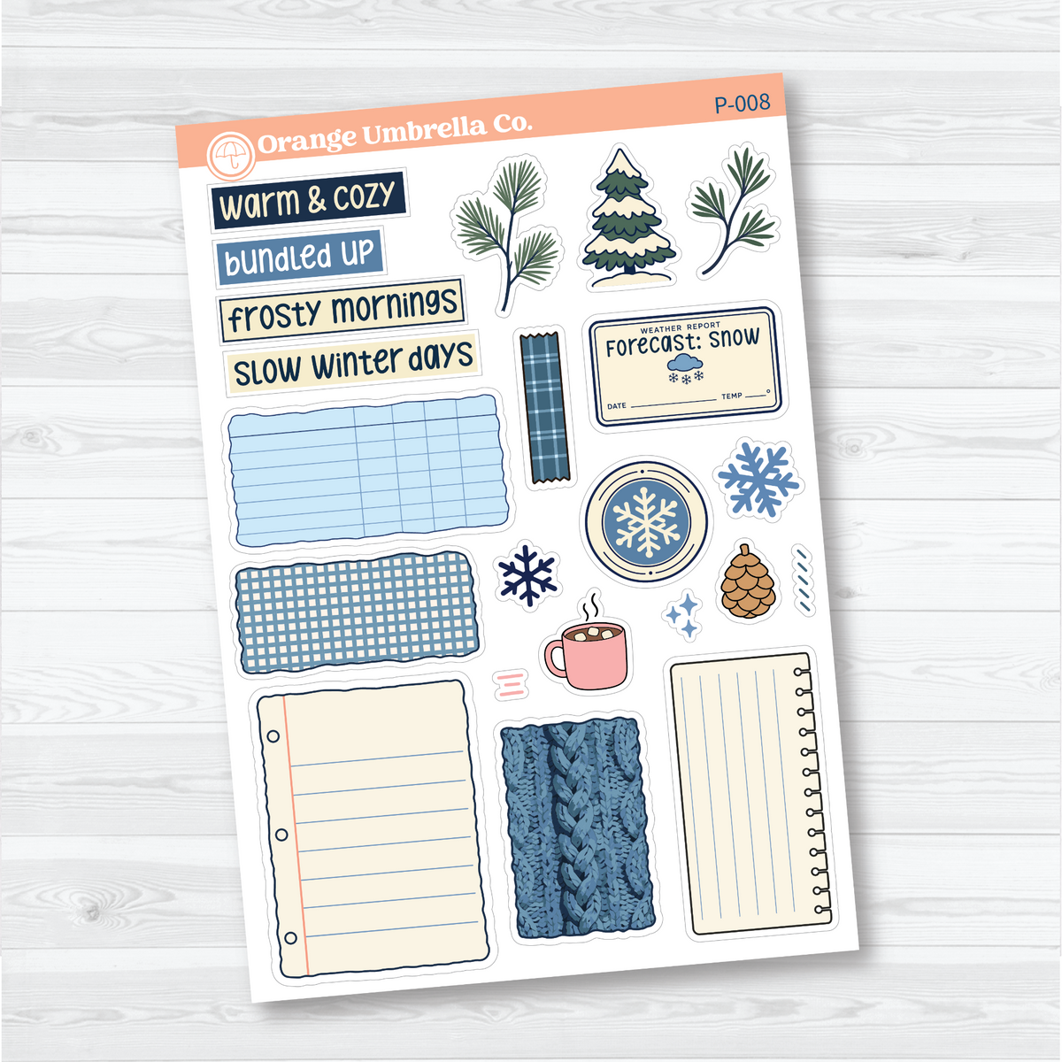winter paper pieces ephemera planner sticker sheet, P-008, sheet-2.