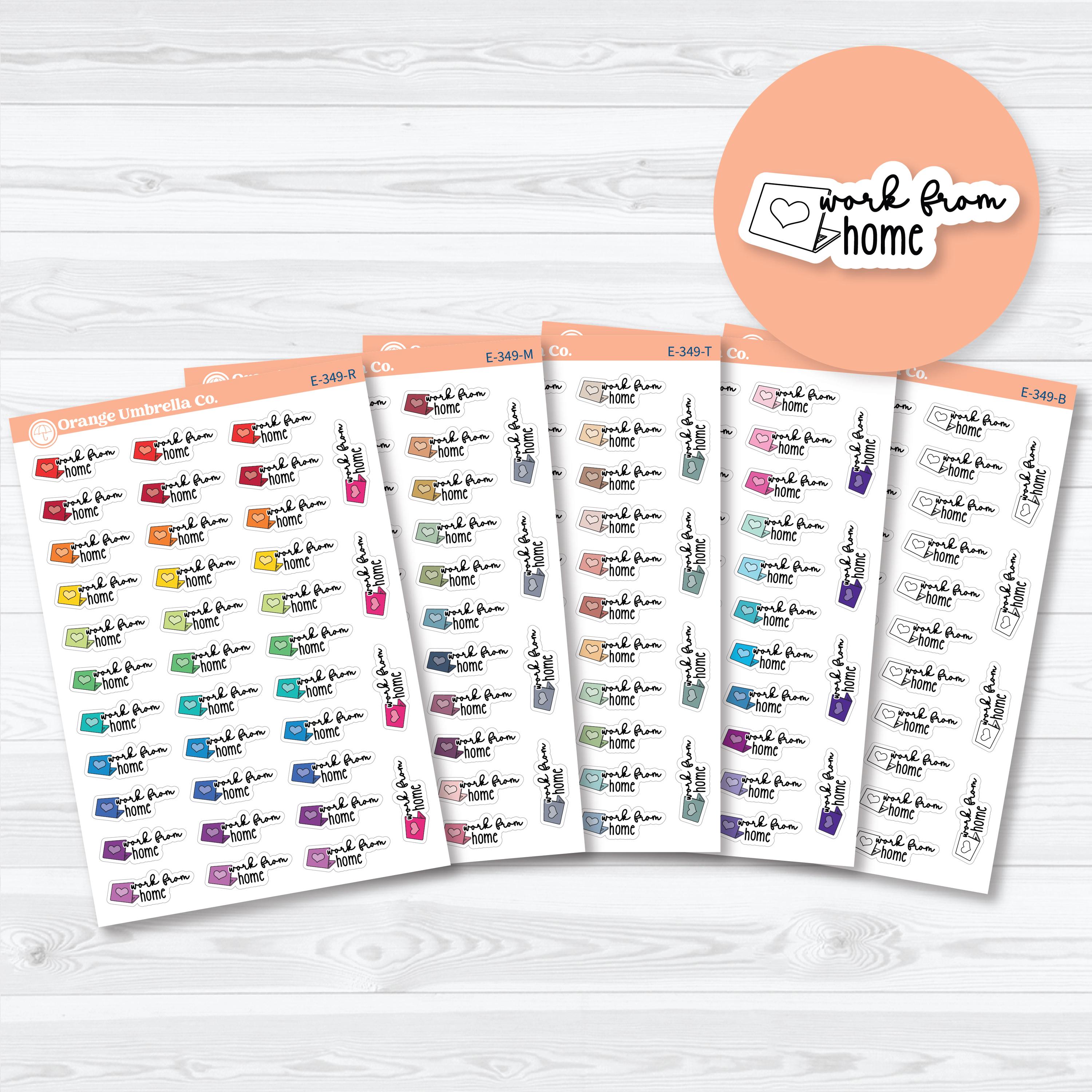 work from home planner stickers F18 hand doodled laptop icons for tracking remote work days in planners
