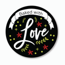 24ct, 2" Baked with Love Stickers for Holidays and Christmas, Perfect for Jars (