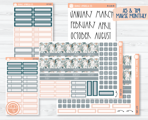 MakseLife A5 & 7x9 Monthly Planner Kit Stickers | Easter Garden 217-281