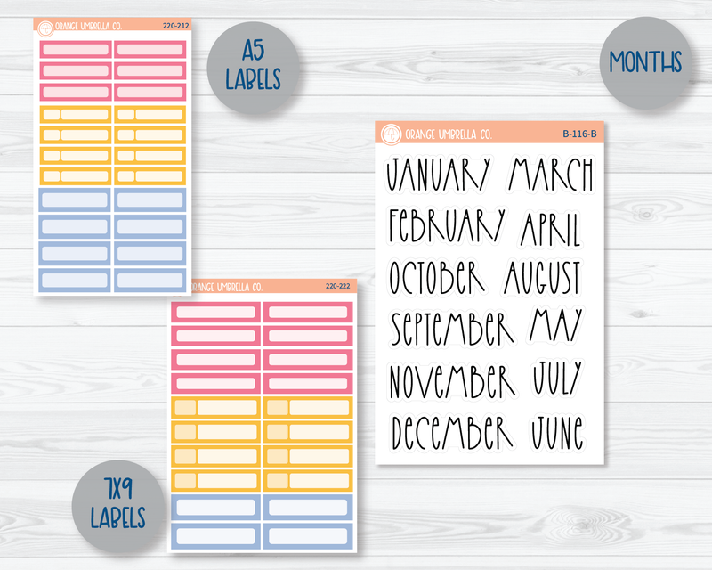 CLEARANCE | MakseLife A5 & 7x9 Monthly Planner Kit Stickers | Umbrella Parade 220-281