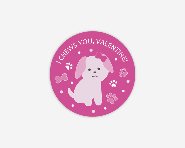 Happy Valentine's Day Puppy Stickers, Puppy Valentine's Party Favor Labels, Treat Bag Stickers (#692-2)