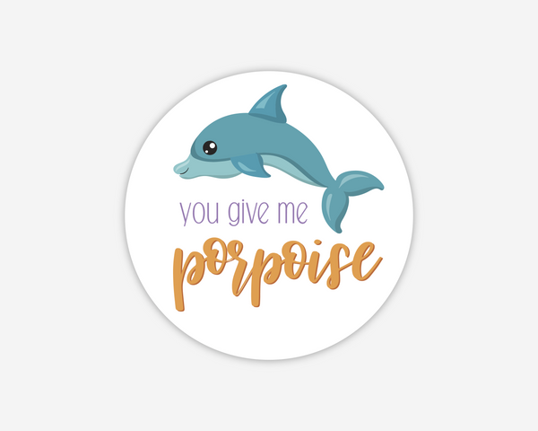 Dolphin Sea Themed Valentine Party Favor Stickers, Gift Bag Labels (#696-3)