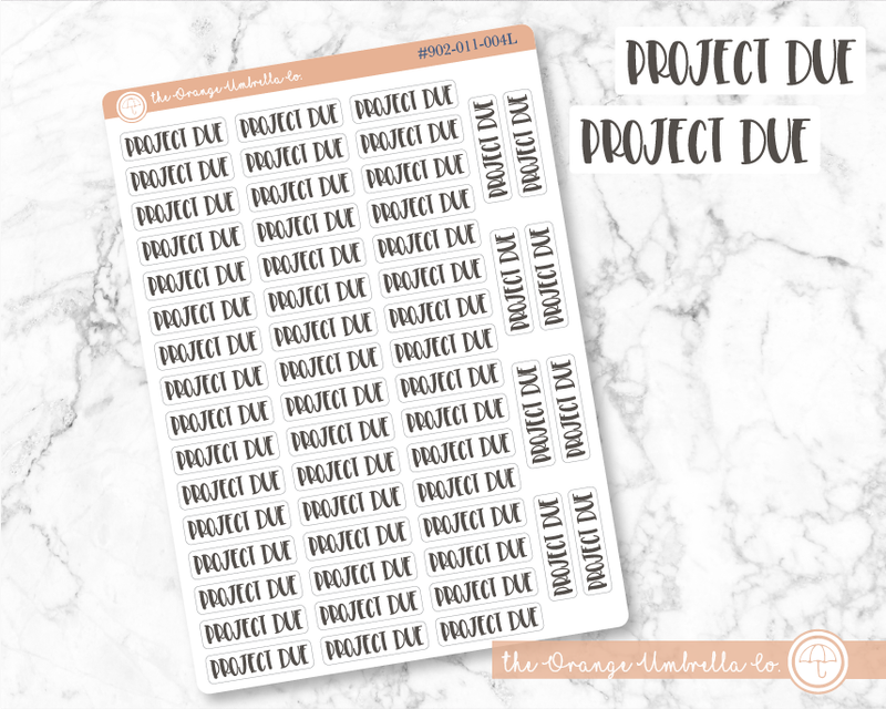 50% OFF -  CLEARANCE | Project Due Script Planner Stickers | F1 | S-581 / 902-011-001L-WH