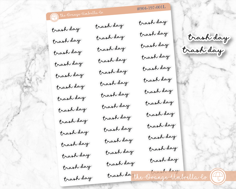 CLEARANCE | Trash Day Script Planner Stickers | F5 | 904-197 / S-065