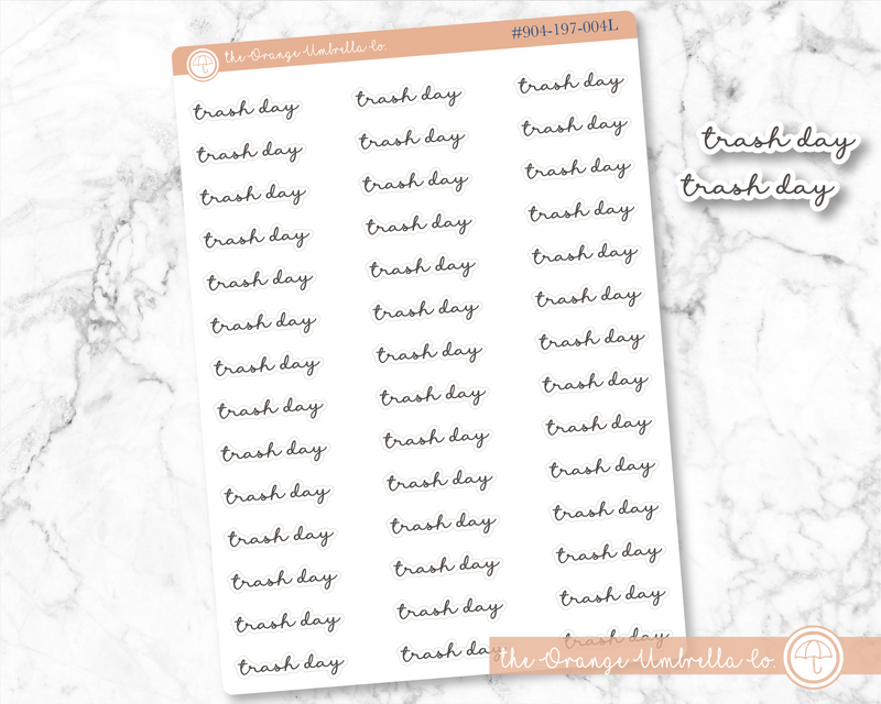 CLEARANCE | Trash Day Script Planner Stickers | F5 | 904-197 / S-065