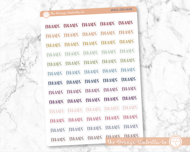 50% OFF -  CLEARANCE | Errands Label Script Planner Stickers | F1 | S-871 / 904-289-001L-WH