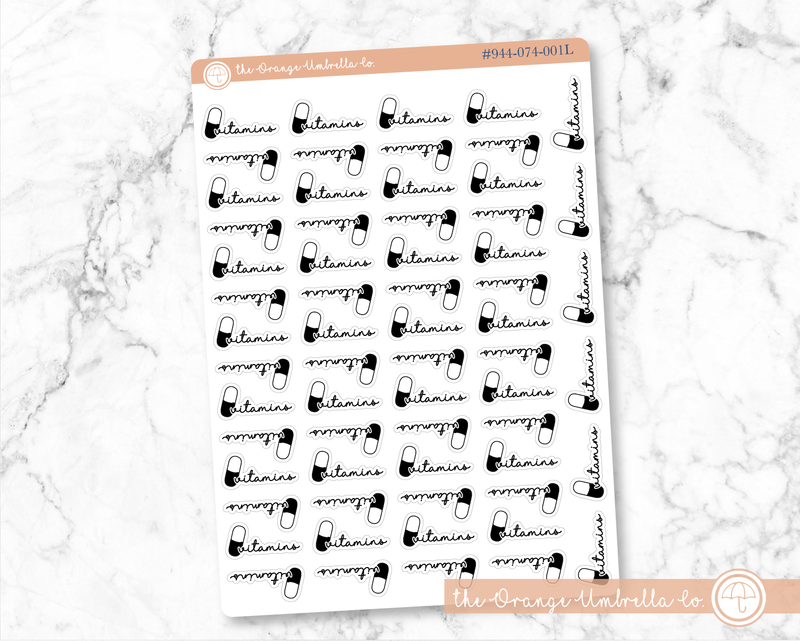 CLEARANCE | Vitamins Icon Script Planner Stickers | FC11 | E-056