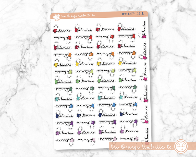 CLEARANCE | Vitamins Icon Script Planner Stickers | FC11 | E-056