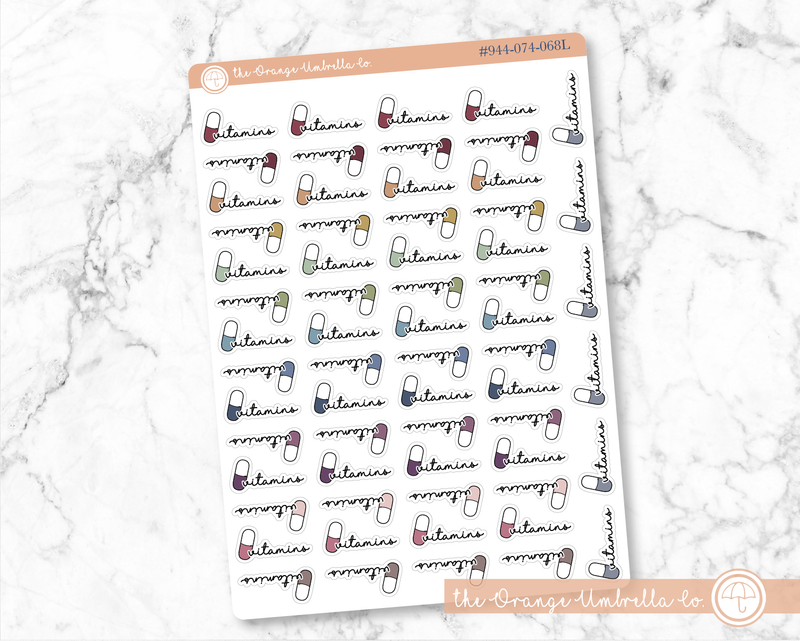 CLEARANCE | Vitamins Icon Script Planner Stickers | FC11 | E-056