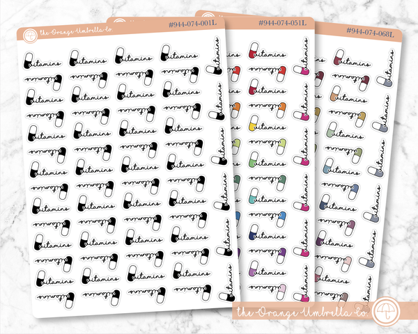 Vitamins Icon Script Planner Stickers | FC11 | E-056