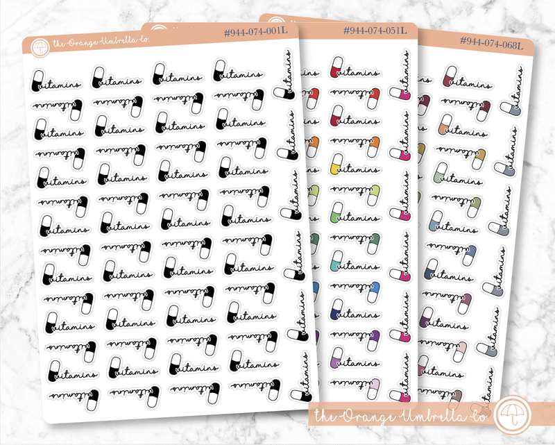 CLEARANCE | Vitamins Icon Script Planner Stickers | FC11 | E-056