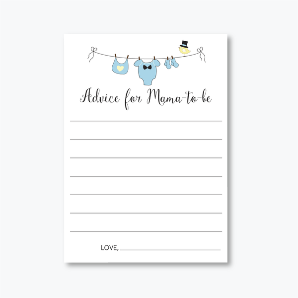 20 Pack Boy Blue Advice Cards for Baby Shower, Advice for the Mom and Dad to Be (Advice4-B)