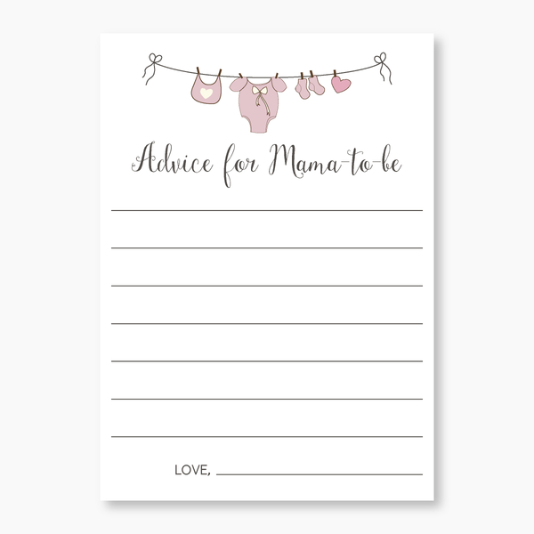 20 Pack Girl Pink Advice Cards for Baby Shower, Advice for the Mom and Dad to Be (Advice4-G)