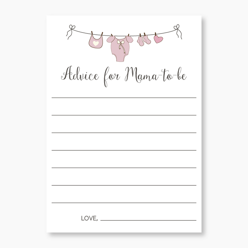 20 Pack Girl Pink Advice Cards for Baby Shower, Advice for the Mom and Dad to Be (Advice4-G)