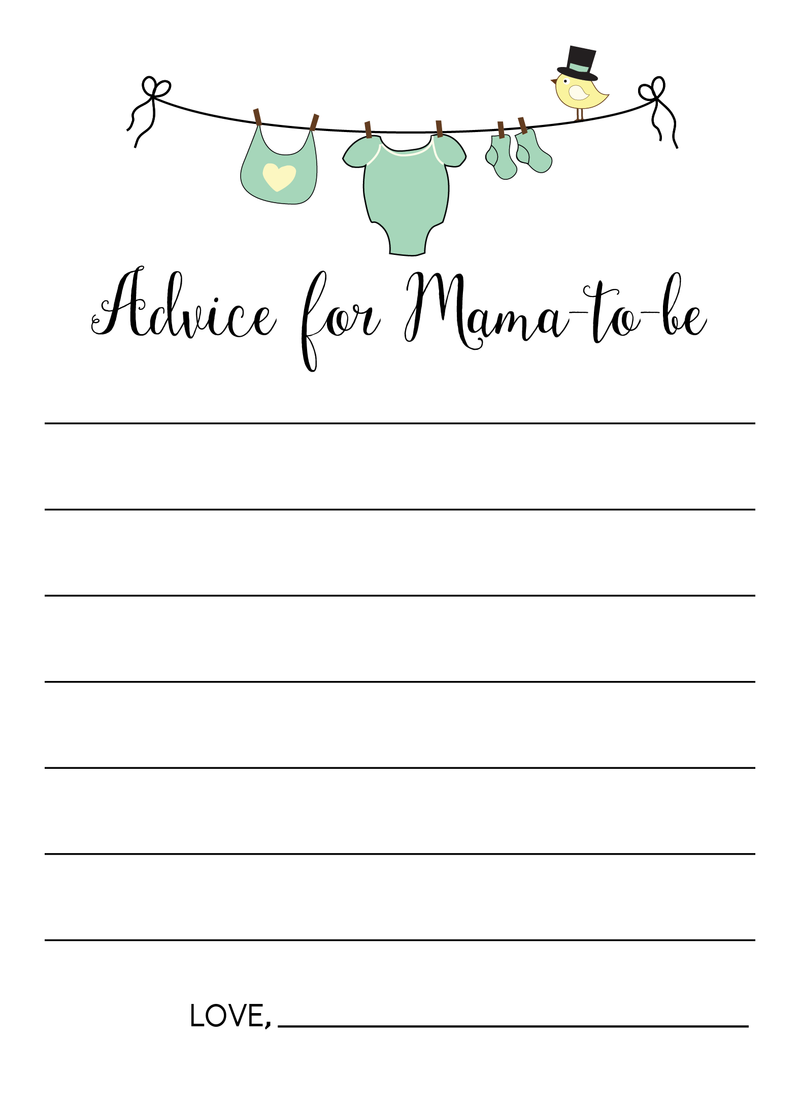 20 Pack Gender Neutral Advice Cards for Baby Shower, Advice for the Mom and Dad to Be (Advice4-N)