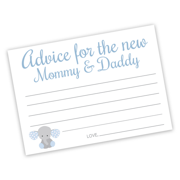 20 - Baby Shower Advice Cards, Elephant Advice Cards for the Parents To Be, Baby Boy Shower Advice Cards (Advice9)