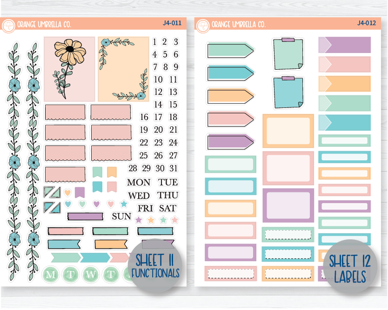 CLEARANCE | Monthly Watercolor Journaling Planner Stickers - March | White or Clear Matte | J4