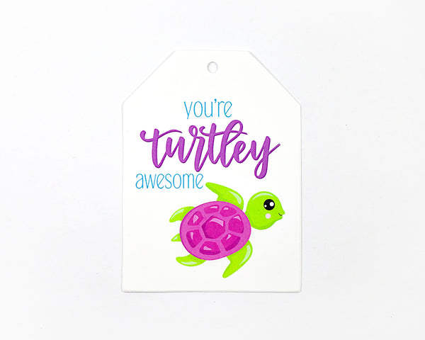Turtle Sea Themed Valentine Party Favor Tags, Gift Bag Tags (LLT-696-1)