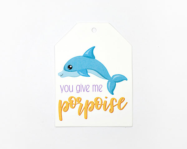 Dolphin Sea Themed Valentine Party Favor Tags, Gift Bag Tags (LLT-696-3)
