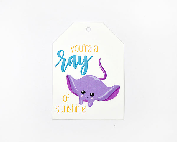 Stingray Sea Themed Valentine Party Favor Tags, Gift Bag Tags (LLT-696-5)