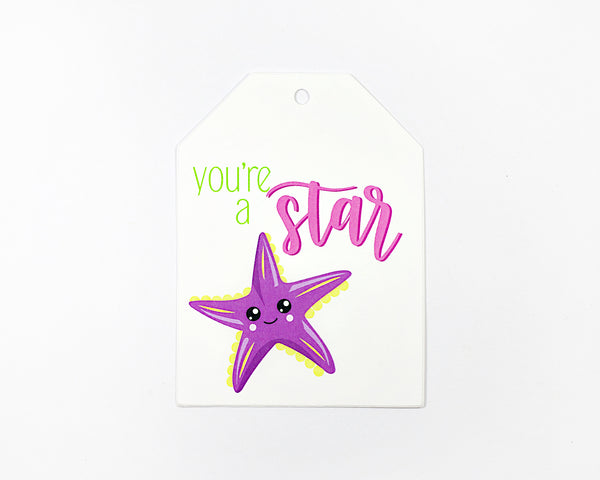 Starfish Sea Themed Valentine Party Favor Tags, Gift Bag Tags (LLT-696-6)