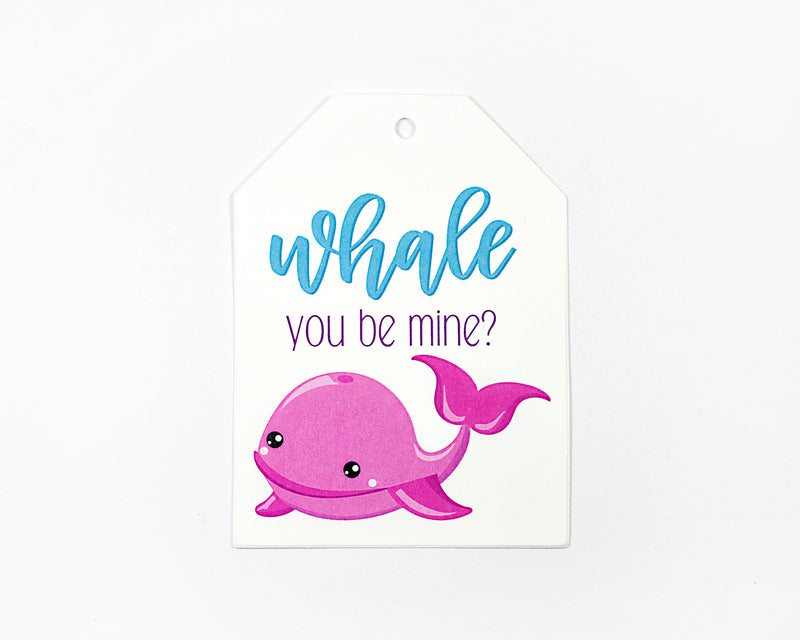 Whale Sea Themed Valentine Party Favor Tags, Gift Bag Tags (LLT-696-7)
