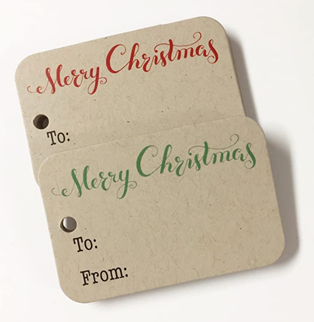 Merry Christmas Kraft Gift Tags - 36pk, Green and Red Merry Christmas Kraft Gift Wrap Tags (RR-111-KR)