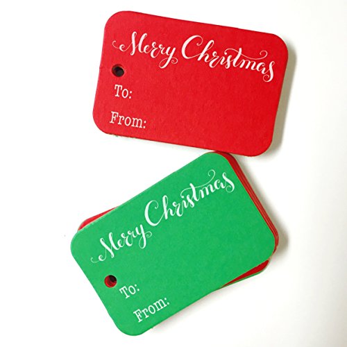 Merry Christmas Color Cardstock Gift Tags - 36pk, Green and Red Merry Christmas Gift Wrap Tags (RR-111-MX)