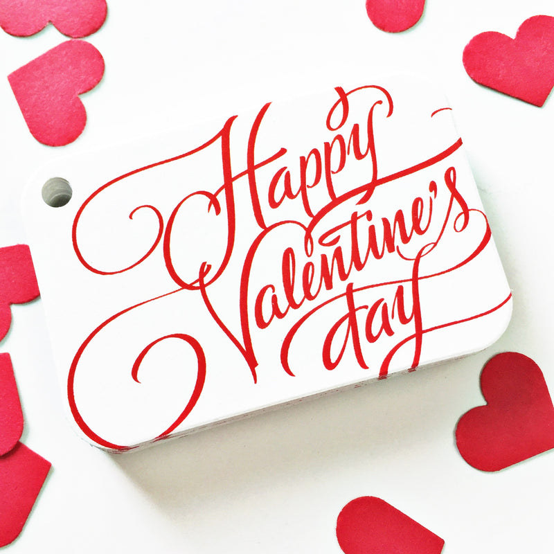 36 Valentine Gift Tags, Red Gift Tags. Happy Valentine's Day Gift Wrap Tags (RR-324)