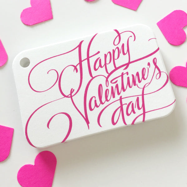 36 Pink Valentine Gift Tags, Happy Valentine's Day Gift Wrap Tags (RR-325)