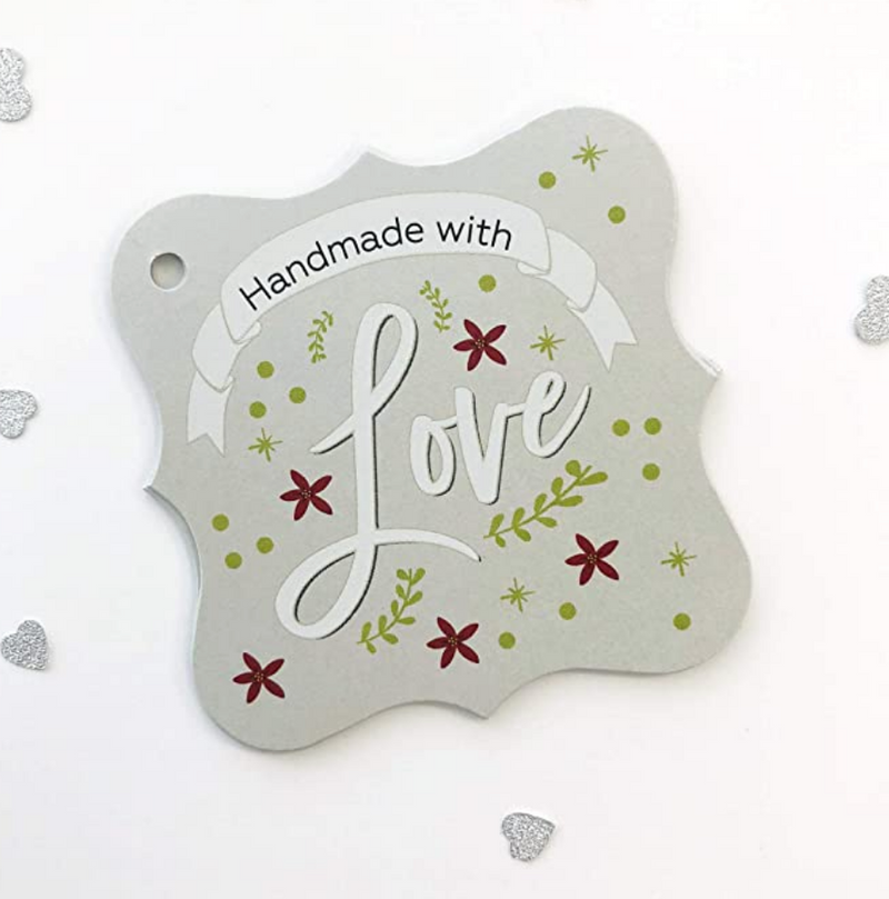 24ct, 2.5" Christmas Handmade with Love Hang Tags for Holidays (FS-093-3-SL)