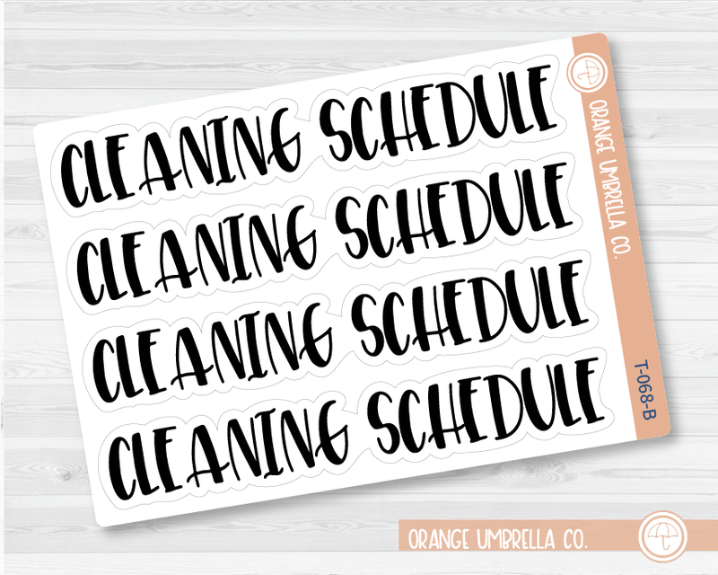 Cleaning Schedule Header Script Planner Stickers | F1 | T-068-B / 925-034