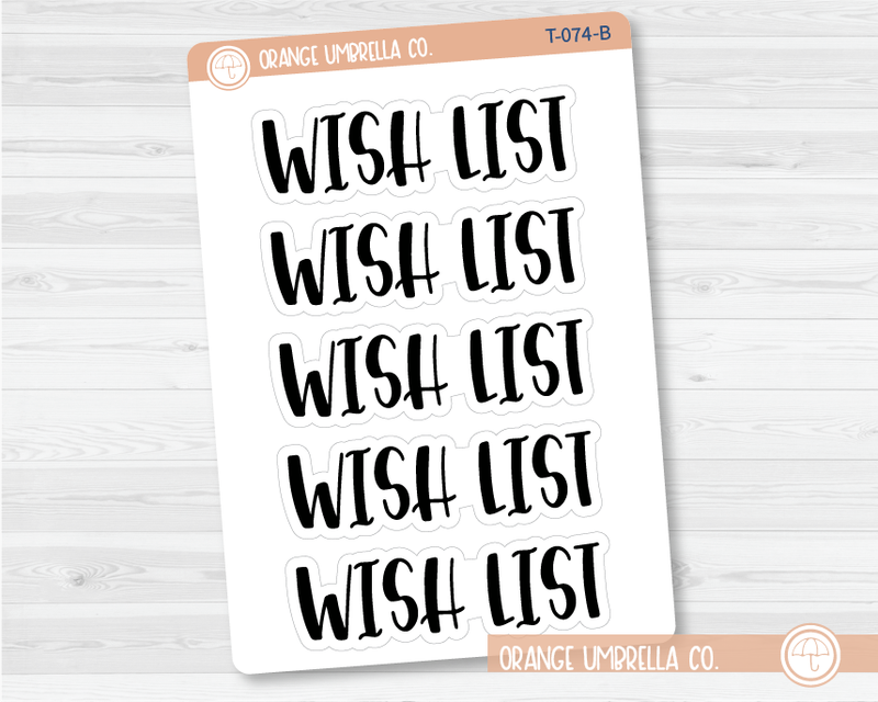 Wish List Header Script Planner Stickers | F1 | T-074-B / 925-040