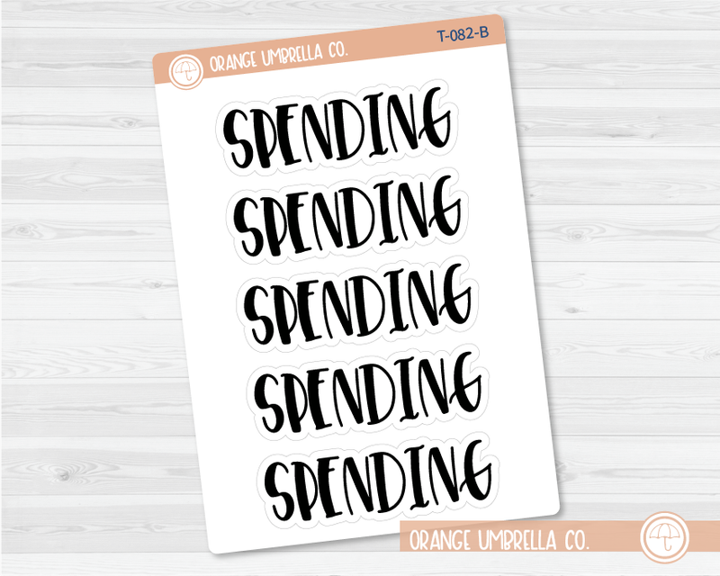 Spending Header Script Planner Stickers | F1  | T-082-B / 925-049