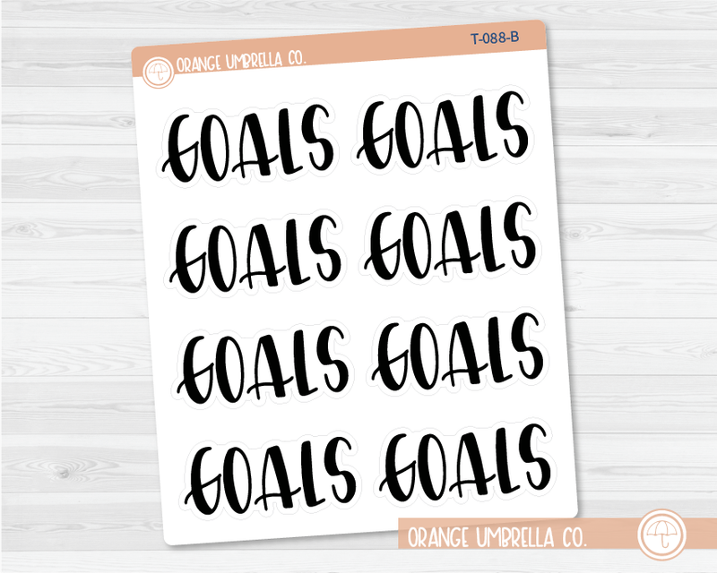 Goals Header Script Planner Stickers | F1 | T-088-B / 925-057-001S-WH