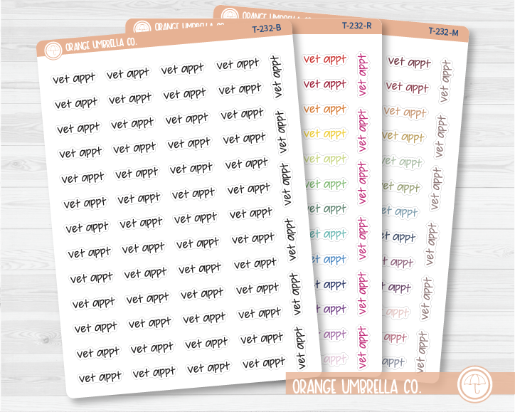 50% OFF -  CLEARANCE | Vet Appt Jen Plans Script Planner Stickers | FJP | T-232 / 916-074