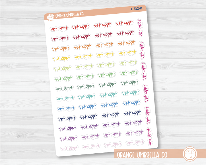 50% OFF -  CLEARANCE | Vet Appt Jen Plans Script Planner Stickers | FJP | T-232 / 916-074