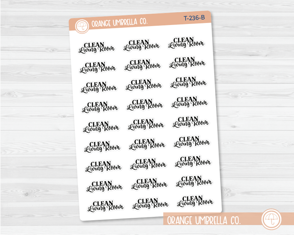 Clean Living Room Script Planner Stickers | FC10 | T-236-B / 921-027-001S-WH
