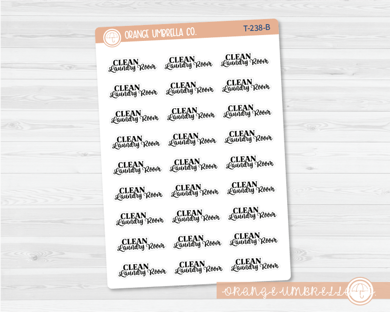 Clean Laundry Room Script Planner Stickers | FC10 | T-238-B / 921-029-001S-WH
