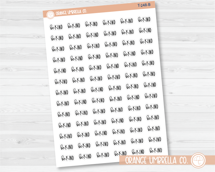 CLEARANCE | Be Kind Inspirational Quote Script Planner Stickers | FC12 | T-248-B