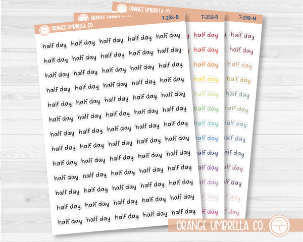 Half Day Julie's Plans Script Planner Stickers | JF | T-258