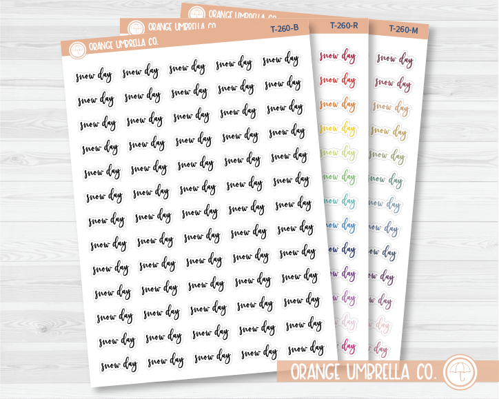 CLEARANCE | Snow Day Script Planner Stickers | F2 | T-260