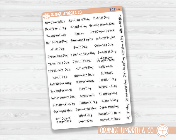 US Holiday Julie's Plans Script Planner Stickers | JF | T-281-B