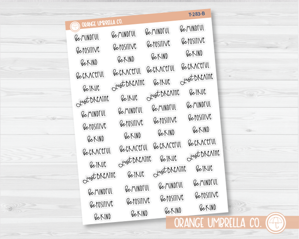 Inspirational Quotes Mixed Sheet Script Planner Stickers | FC12 | T-283-B