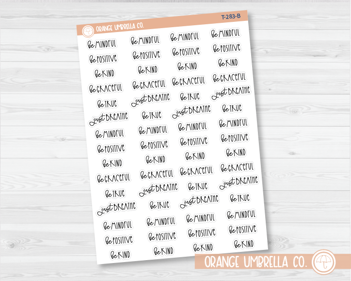 Inspirational Quotes Mixed Sheet Script Planner Stickers | FC12 | T-283-B