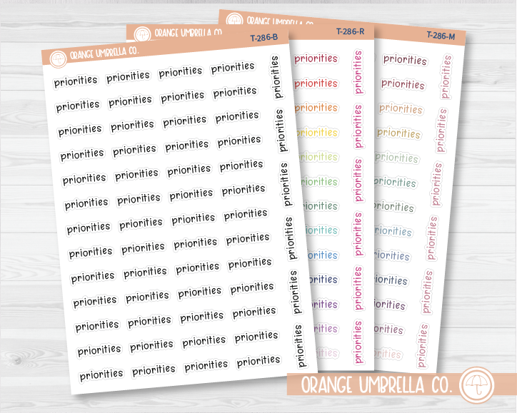 Priorities Julie's Plans Script Planner Stickers | JF | T-286