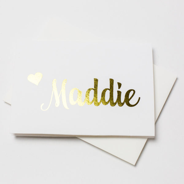 Foiled Name Note Cards 6pk | Personalized Folded Foiled Cards | Choose your Foil Color | Printed Cards with Envelopes  | NC-F015-F