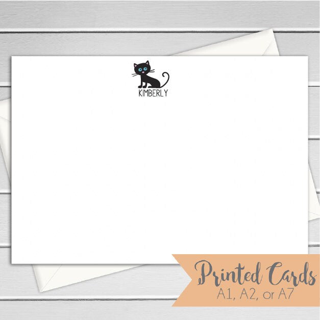 Cat Note Cards - 12pk | Cat Note Cards | Personalized Flat Note Cards | Printed with Envelopes  | NC-013