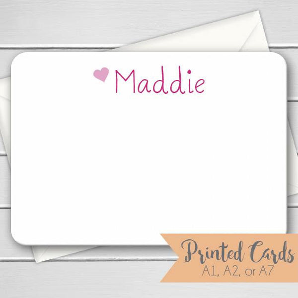 Name Note Cards with Envelopes - 12pk | Personalized Flat Note Cards with Envelopes  | NC-009